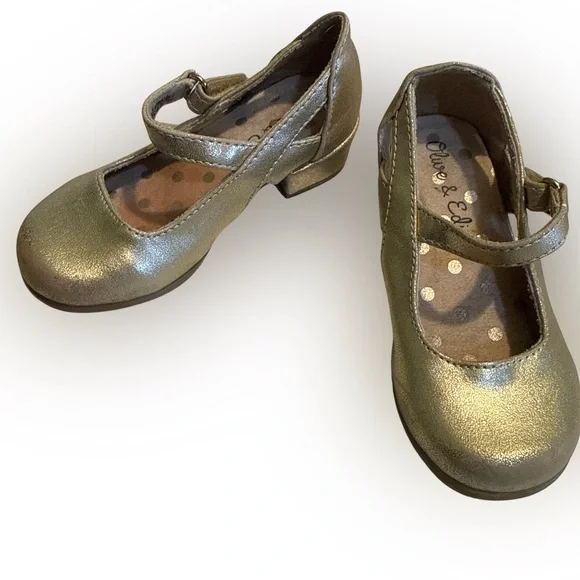 Olive & Edie Little Girls Size 7 Gold Metallic Mary Jane Shoes - Picture 5 of 6